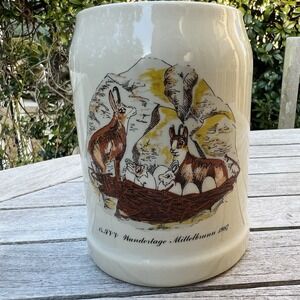 Vintage 1987 Germany .5 Liter Wildlife Stoneware Mug/ Stein/ Beer Mug